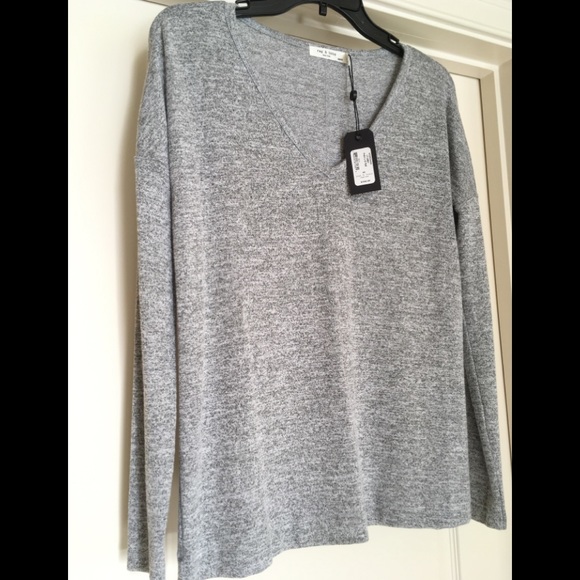 Rag & bone Light Grey Theo Long Sleeve Tee - Picture 5 of 13